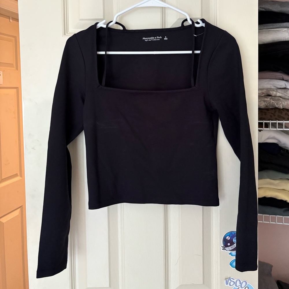 Abercrombie & Fitch Black Fitted Crop Blouse